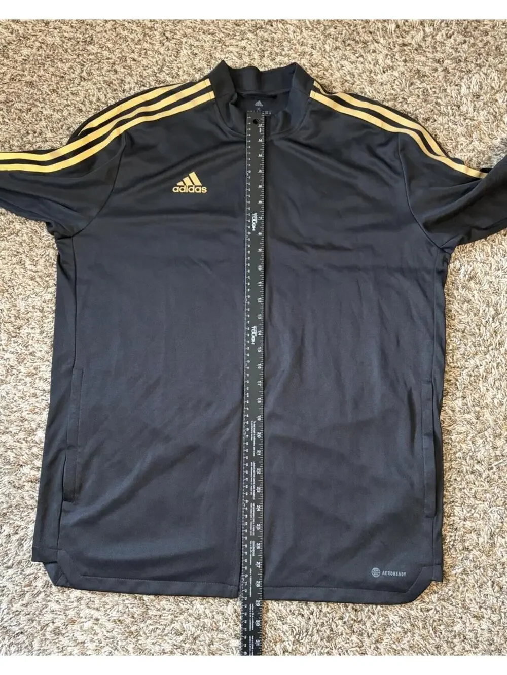Adidas Men's Tiro Track Jacket Size XL Black Gold Stripes Full Zip HI1123